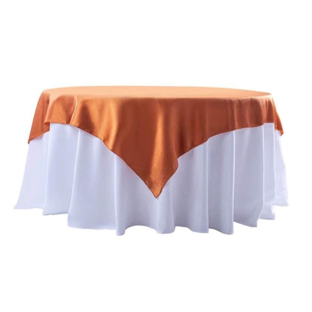 Terracotta Orange Square 72" Satin Table Overlay Wedding Party Dining Tablecloth